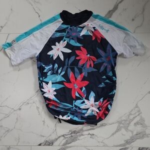 Floral Women's Rashguard - Blue and Pink